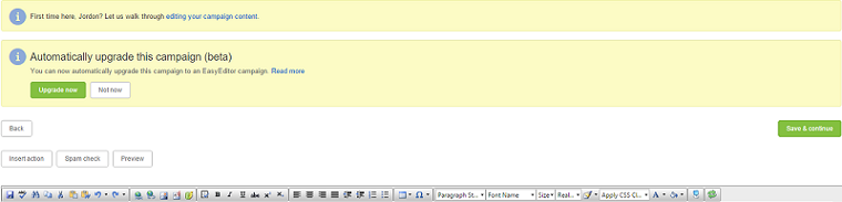 WizEmail's Upgrade Message