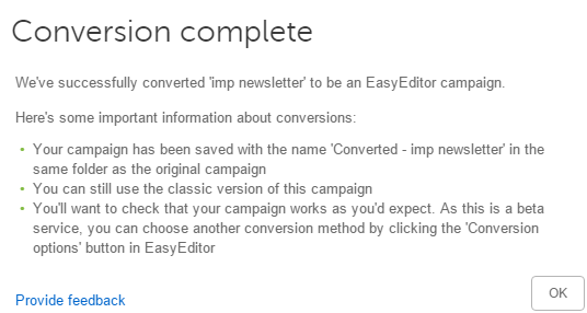 WizEmail's Conversion completed