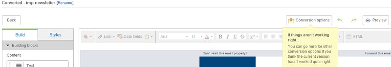 WizEmail's conversion options
